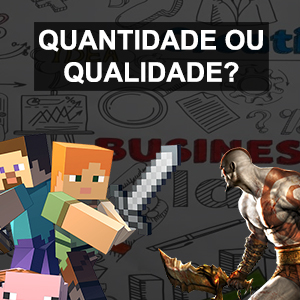 Personagens Mincraft lado esquerdo, Kratos God of War lado direito