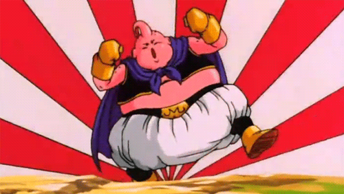 Gif Madin Boo,fundo com listras vermelhas e brancas alternando entre si.